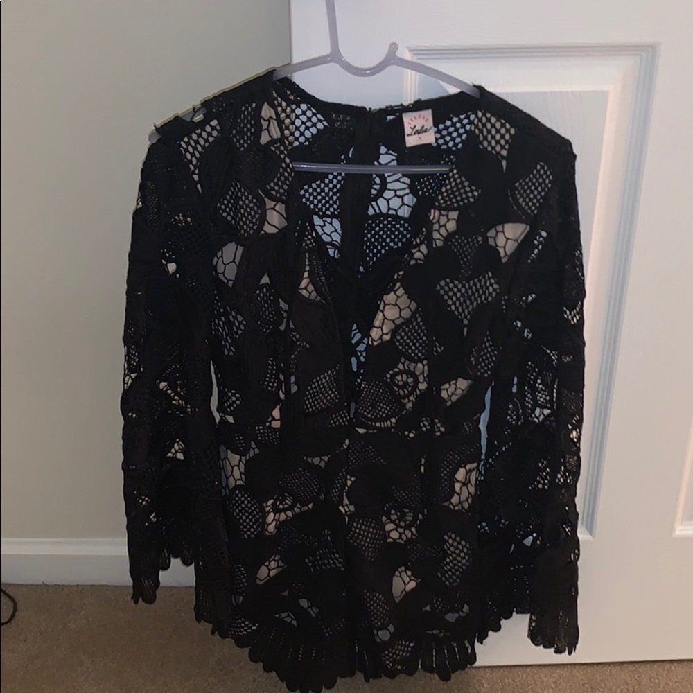 Lace black and nude romper